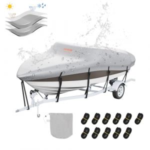 VEVOR Housse de Bateau Imperméable Bâche de Bateau 488-564 cm de Long 238 cm de Large Couverture de Protection pour Bateau à Coque V Oxford 600D Anti-UV avec Sac Amarrage Remorquage de Vedette Yacht