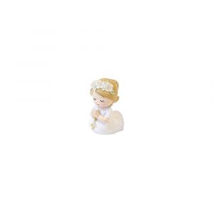 Figurine r&eacute;sine communiante chapelet 5.2x3.5x3.5cm - g&eacute;n&eacute;rique res946f