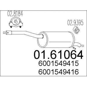 MTS Pot d'Échappement 01.61064 Silencieux Echappement,Silencieux Arrière RENAULT,DACIA,LOGAN I Ranchera familiar KS_,LOGAN MCV KS_