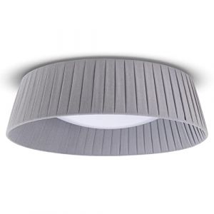 Plafonnier Table &agrave; Manger D&eacute;co Salon Moderne Bureau Rond Abat-Jour Tissu E27 Gris, &Oslash;37cm - Paco Home
