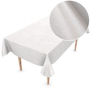 ANRO Nappe en Toile cirée en Vinyle de qualité supérieure - Lavable - 220 x 150 cm - Motif Pois Blancs nacrés - Facile à Nettoyer