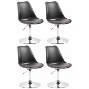 CLP Lot de 4 Chaises de Salle à Manger Maverick Plastique Siège Pivotant Colonne en Métal, Noir -Chrome