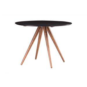 Miliboo Table à manger ronde design 106 cm noyer et noir WALFORD