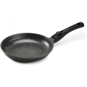 Pradel Excellence - PCUI001002 - Po&ecirc;le en Fonte d'Aluminium Premium &Oslash;24cm - Rev&ecirc;tement Anti-Adh&eacute;sif Fa&ccedil;on Pierre - Manche Amovible - Tout Feu, Induction, Four, Noir