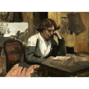 Image de Grafika Jean-Baptiste-Camille Corot : Lecture de Jeune Fille, 1868