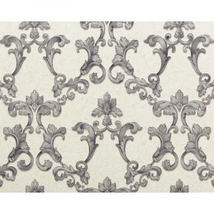 Image de Edem Papier peint baroque 9085-27 papier peint gaufré à chaud avec dos intissé gaufré avec des ornements floraux 3D satiné blanc argent gris 10,65 m