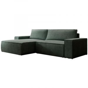 Canapé d'angle gauche en velours côtelé vert sapin amelia