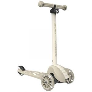 Scoot & Ride Highwaykick 3S Trottinette pour enfants à partir de 3 ans, hauteur réglable, 2 directions, roues LED, pliable, pour enfants de 96 à 130 cm, gris cendré