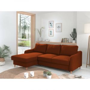 Will canapé d'angle convertible avec coffre 4 places style scandinave gauc Couleur Rouille