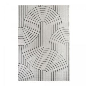 Tapis extérieur terrasse, kilim reversible, vert et crème 120x170