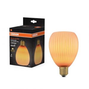 Osram Lampe LED DECOR FLAT en verre color&eacute;, ovale &Oslash;110mm, orange, E27, 3,5W, 300lm, 2700K, blanc chaud, IP20, effet de couleur