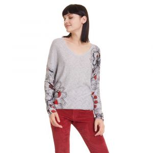 Image de Desigual Pull à manches longues et imprimé floral Gris - Taille 42