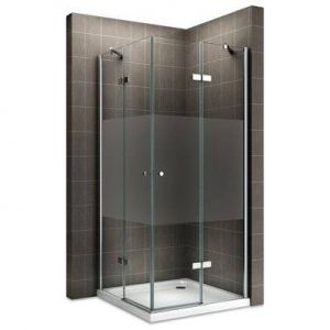 MAYA Porte de douche d'angle H 190 cm verre 6 mm semi-opaque 75 x 70 cm