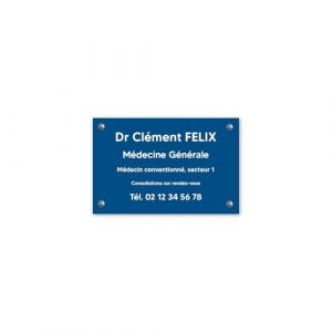 Plaque professionnelle personnalisée en pvc pour médecin - 1 à 5 lignes de texte - Format 30 x 20 cm - Bleue lettres blanches