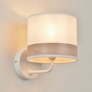 Corep Applique murale m&eacute;tal et coton Raito E14 40W IP20 blanc L.15 x l.19 x 16,5 x P.19 cm