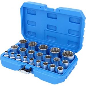 BRILLIANT TOOLS BT022405 Jeu de douilles isol&eacute;es 12 pans 1/2", version courte, 21 pcs, 8-36 mm [Powered by KS TOOLS]
