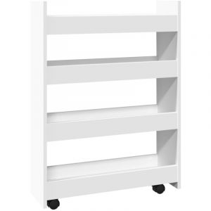 VidaXL Chariot De Rangement Étroit 4 Niveaux Blanc Bois D'ingénierie