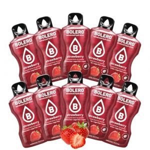 Image de BOLERO Fraise 10 sticks 9g poudre boisson sans sucre à la Stevia Faible en calories sans colorant ni conservateur