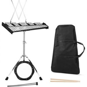 Image de COSTWAY 30 Note Glockenspiel Xylophone Cadre en Bois Barres en Al ini avec Baguettes Pad de Pratique 8 Percussion d'Instr ent