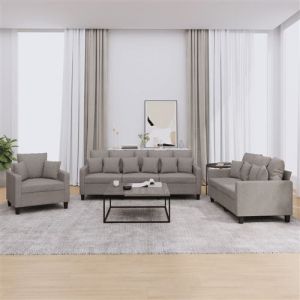 VidaXL Ensemble de Canapés avec Coussins 3 pcs, Canapés avec Accoudoirs, Ensemble de Meubles, Mobilier de Salon, Moderne, Taupe Tissu