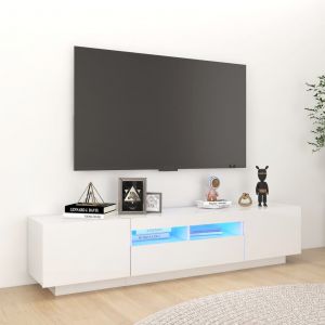 VidaXL Meuble Tv Avec Lumi¿¿Res Led Blanc Brillant 180x35x40 Cm