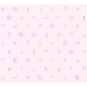 Image de Homemaison Papier Peint Bébé "Petits Jouets" Rose 10 ml x 0,53 m