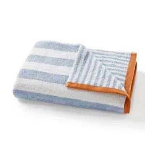 Drap de bain éponge 500g, Dani Bleu Blanc Taille 70X140 cm