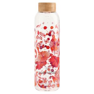 Waterdrop Bottiglia Vetro con Decorazioni Rosse Relax 600ml