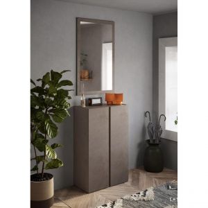 Meuble de rangement 2 portes Ferrare avec 5 étageres reglables coloris bronze et chêne L70xH111