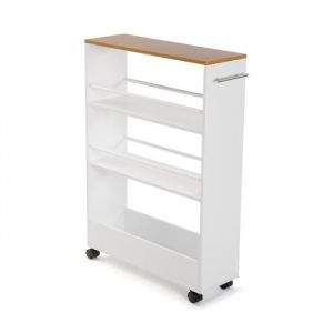 Versa Livno Chariot de cuisine avec roues, tiroirs et porte-bouteilles, Rangement de cuisine, Stockage de cuisine,, Dimensions (h x l x l) 87,4 x 20 x 60