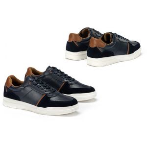 Milanoro - Baskets &eacute;l&eacute;gantes en cuir pour homme - Bleu marine - Taille 41