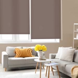 Blindecor Ara | Store enrouleur translucide uni - Marron, 140 x 250 cm (largeur x hauteur) | Taille du tissu 137 x 245 cm | Stores pour fenêtres