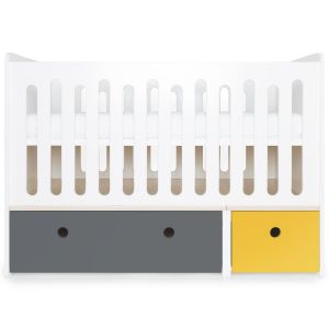 Lit bébé évolutif 70x140cm gris espace-jaune