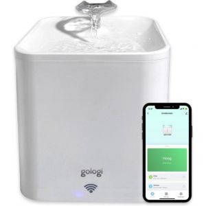 Gologi abreuvoir chat/chien - Fontaine à eau intelligente avec application - Avec capteur - Stérilisation intelligente et UV - 2.2L - Blanc
