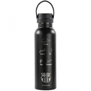 Safta F.C. Barcelona Black - Bouteille isotherme, bouteille d'eau, acier inoxydable, double isolation, 12h de boisson chaude et 24h de boisson froide, 7,3 x 25 cm, 600 ml, Noir, M, Décontracté