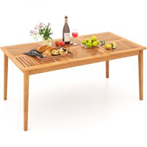Table de Jardin en Bois d'Acacia pour 6 Personnes, Table de Salle &agrave; Manger d'Ext&eacute;rieur Rectangulaire de 170 x 90 cm avec Trou pour Parasol 5 cm, pour