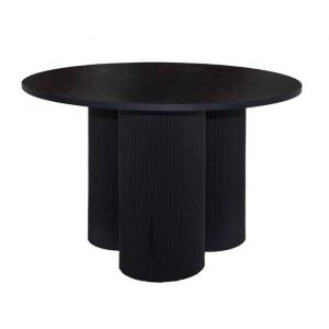 Oviala Table à manger moderne ronde 120 cm effet bois noir