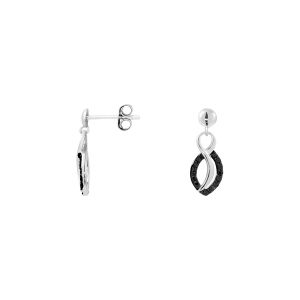 Image de Cleor Boucles d'oreilles en Argent 925/1000 et Oxyde Noir