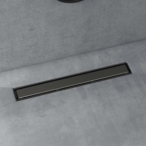 Doporro - Caniveau de Douche Italienne Extra Plate Gris en Inox 60 cm Drain de Sol à Carreler avec Siphon et Filtre KE110
