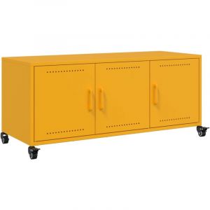 VidaXL Meuble Tv Jaune Moutarde 100,5x39x43,5 Cm Acier Laminé À Froid