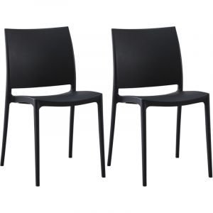 CLP Lot de 2 chaises de jardin Meton Noir