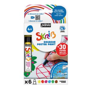 Pebeo Marqueur gouache Skrib 6 couleurs