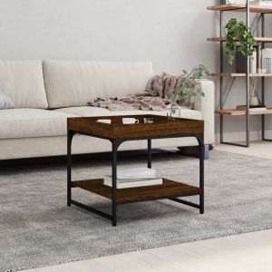 VidaXL Table Basse Ch&ecirc;ne Marron 49,5x49,5x45 Cm Bois D'ing&eacute;nierie