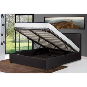 Lit Coffre Ana&iuml;s 90x190 Noir Simili cuir Espace de rangement suppl&eacute;mentaire - noir