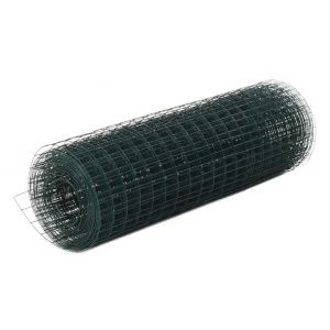 VidaXL Grillage M¨¦tal Acier Et Rev¨ºtement En Pvc 25X0,5 M Carr¨¦ Vert