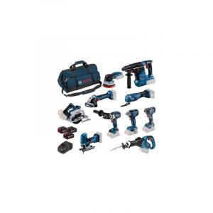 Bosch Pack 10 outils 18V 0 615 A50 04G Professional - Livré avec 3 batteries 18V 5.Ah Li-Ion + chargeur et sac de transport