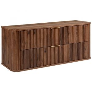 Meuble sous-vasque &agrave; suspendre GLAMOUR coloris noyer fonc&eacute; 120 cm