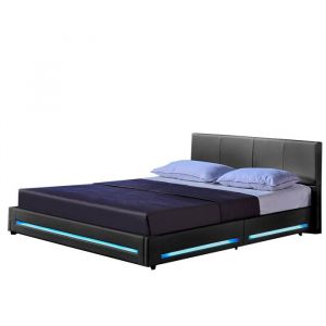 Lit led asteroid avec matelas Couleur : gris foncé, Dimension : 180 x 200 cm - Home Deluxe
