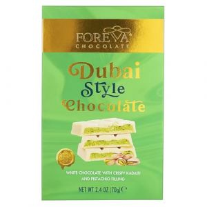 Chocolat Blanc Dubai 70g – Tablette gourmande fourrée pistache 43% et kadaïf croustillant – Dubai Style Chocolate