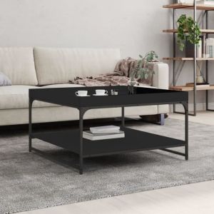 Image de VidaXL Table basse noir 80x80x45 cm bois d'ingénierie et fer